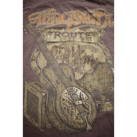 Vintage Aerosmith Route of All Evil Concert T-Shirt Brown Graphic Band Tee Men’s - Picture 2 of 7
